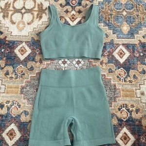 Amazon Rubbed Seamless High-waist Workout Set